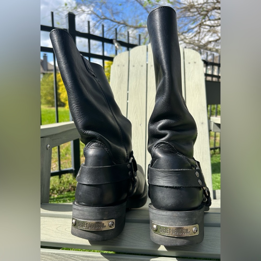Harley Davidson Mega Harness Black Leather Motorcycle Riding Boots Men’s 11 wide - Picture 6 of 13